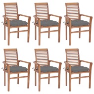vidaXL Jedálenské stoličky 6 ks sivé podložky tíkový masív - cena, srovnání