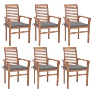 vidaXL Jedálenské stoličky 6 ks sivohnedé podložky tíkový masív - cena, srovnání