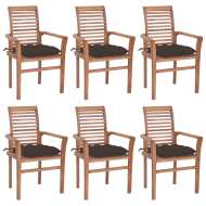 vidaXL Jedálenské stoličky 6 ks sivohnedé sedáky tíkový masív - cena, srovnání