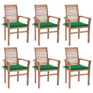 vidaXL Jedálenské stoličky 6 ks zelené podložky tíkový masív - cena, srovnání