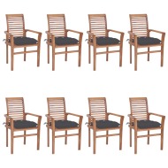 vidaXL Jedálenské stoličky 8 ks antracitové sedáky tíkový masív - cena, srovnání