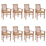vidaXL Jedálenské stoličky 8 ks béžové sedáky tíkový masív - cena, srovnání