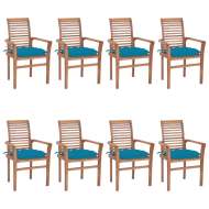 vidaXL Jedálenské stoličky 8 ks bledomodré sedáky tíkový masív - cena, srovnání