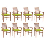 vidaXL Jedálenské stoličky 8 ks jasnozelené podložky tíkový masív - cena, srovnání