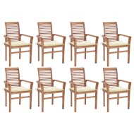 vidaXL Jedálenské stoličky 8 ks krémové podložky tíkový masív - cena, srovnání