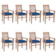 vidaXL Jedálenské stoličky 8 ks modré sedáky tíkový masív - cena, srovnání