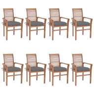 vidaXL Jedálenské stoličky 8 ks sivé sedáky tíkový masív - cena, srovnání
