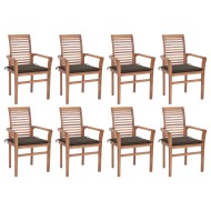 vidaXL Jedálenské stoličky 8 ks sivohnedé podložky tíkový masív - cena, srovnání