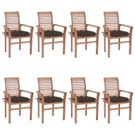 vidaXL Jedálenské stoličky 8 ks sivohnedé sedáky tíkový masív - cena, srovnání