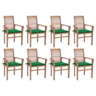 vidaXL Jedálenské stoličky 8 ks zelené podložky tíkový masív - cena, srovnání