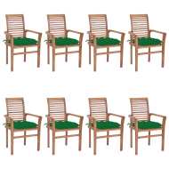 vidaXL Jedálenské stoličky 8 ks zelené sedáky tíkový masív - cena, srovnání