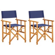 vidaXL Režisérske stoličky 2 ks, akáciový masív, modré - cena, srovnání