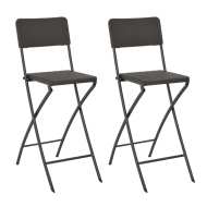 vidaXL Skladacie barové stoličky 2ks, HDPE+oceľ,hnedé, ratanový vzhľad - cena, srovnání