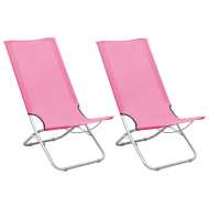 vidaXL Skladacie plážové stoličky 2 ks ružové látka - cena, srovnání