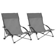 vidaXL Skladacie plážové stoličky 2 ks sivé látka - cena, srovnání