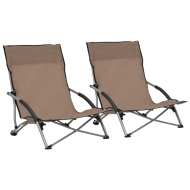 vidaXL Skladacie plážové stoličky 2 ks sivohnedé látka - cena, srovnání