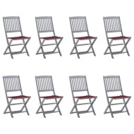vidaXL Skladacie vonkajšie stoličky 8 ks s podložkami akáciový masív - cena, srovnání