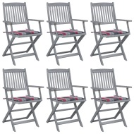 vidaXL Skladacie vonkajšie stoličky s podložkami 6 ks akáciový masív - cena, srovnání