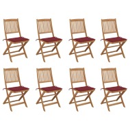 vidaXL Skladacie vonkajšie stoličky s podložkami 8 ks akáciový masív - cena, srovnání