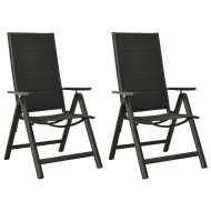 vidaXL Skladacie záhradné stoličky 2 ks textilén a hliník čierne - cena, srovnání
