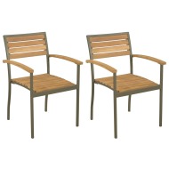 vidaXL Stohovateľné vonkajšie stoličky 2 ks, akáciový masív a oceľ - cena, srovnání