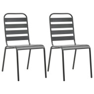 vidaXL Stohovateľné vonkajšie stoličky 2 ks, oceľ, sivé - cena, srovnání