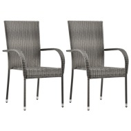 vidaXL Stohovateľné vonkajšie stoličky 2 ks, sivé, polyratan - cena, srovnání