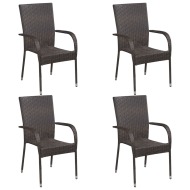 vidaXL Stohovateľné vonkajšie stoličky 4 ks polyratan hnedé - cena, srovnání