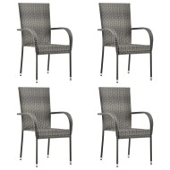vidaXL Stohovateľné vonkajšie stoličky 4 ks sivé polyratanové - cena, srovnání