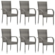 vidaXL Stohovateľné vonkajšie stoličky 6 ks sivé polyratanové - cena, srovnání