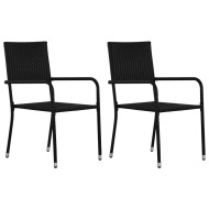 vidaXL Vonkajšie jedálenské stoličky 2 ks, čierne, polyratan - cena, srovnání