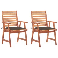 vidaXL Vonkajšie jedálenské stoličky 2 ks s podložkami masívne akáciové drevo - cena, srovnání