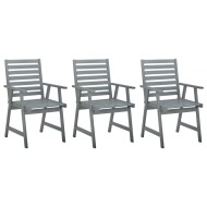 vidaXL Vonkajšie jedálenské stoličky 3 ks, sivé, akáciový masív - cena, srovnání