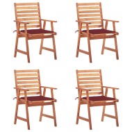 vidaXL Vonkajšie jedálenské stoličky 4 ks s podložkami masívna akácia - cena, srovnání