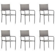 vidaXL Vonkajšie jedálenské stoličky 6 ks, polyratan, antracitové - cena, srovnání