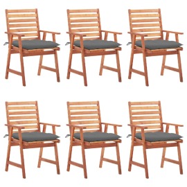 vidaXL Vonkajšie jedálenské stoličky 6 ks s podložkami masívna akácia