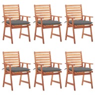 vidaXL Vonkajšie jedálenské stoličky 6 ks s podložkami masívna akácia - cena, srovnání