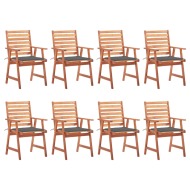 vidaXL Vonkajšie jedálenské stoličky 8 ks s podložkami masívne akáciové drevo - cena, srovnání