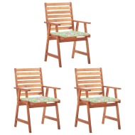 vidaXL Vonkajšie jedálenské stoličky s podložkami 3 ks masívna akácia - cena, srovnání
