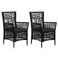 vidaXL Vonkajšie stoličky 2 ks s podložkami, polyratan, čierne - cena, srovnání
