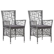 vidaXL Vonkajšie stoličky 2 ks s podložkami, polyratan, sivé - cena, srovnání