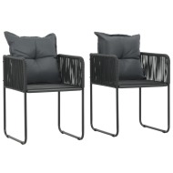 vidaXL Vonkajšie stoličky 2 ks s vankúšmi, polyratan, čierne - cena, srovnání