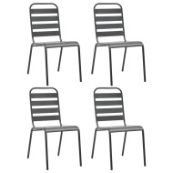 vidaXL Vonkajšie stoličky 4 ks, latkový dizajn, oceľ, tmavosivé - cena, srovnání