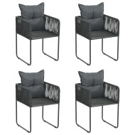 vidaXL Vonkajšie stoličky 4 ks s vankúšmi polyratan čierne - cena, srovnání