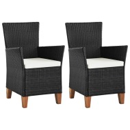 vidaXL Vonkajšie stoličky s podložkami 2 ks, polyratan, čierne - cena, srovnání