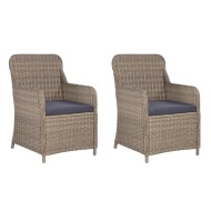 vidaXL Vonkajšie stoličky s podložkami 2 ks, polyratan, hnedé - cena, srovnání