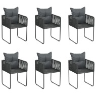 vidaXL Vonkajšie stoličky s vankúšmi 6 ks polyratan čierne - cena, srovnání