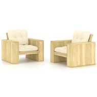 vidaXL Záhradné stoličky 2 ks a krémové vankúše impregnovaná borovica - cena, srovnání