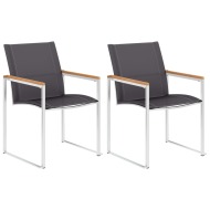 vidaXL Záhradné stoličky 2 ks sivé textilén a nehrdzavejúca oceľ - cena, srovnání