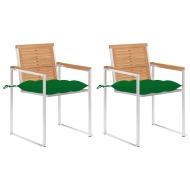 vidaXL Záhradné stoličky so sedákmi 2 ks masívne tíkové drevo a oceľ - cena, srovnání